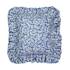 14" ruffled pillow in bouvier leaf blue