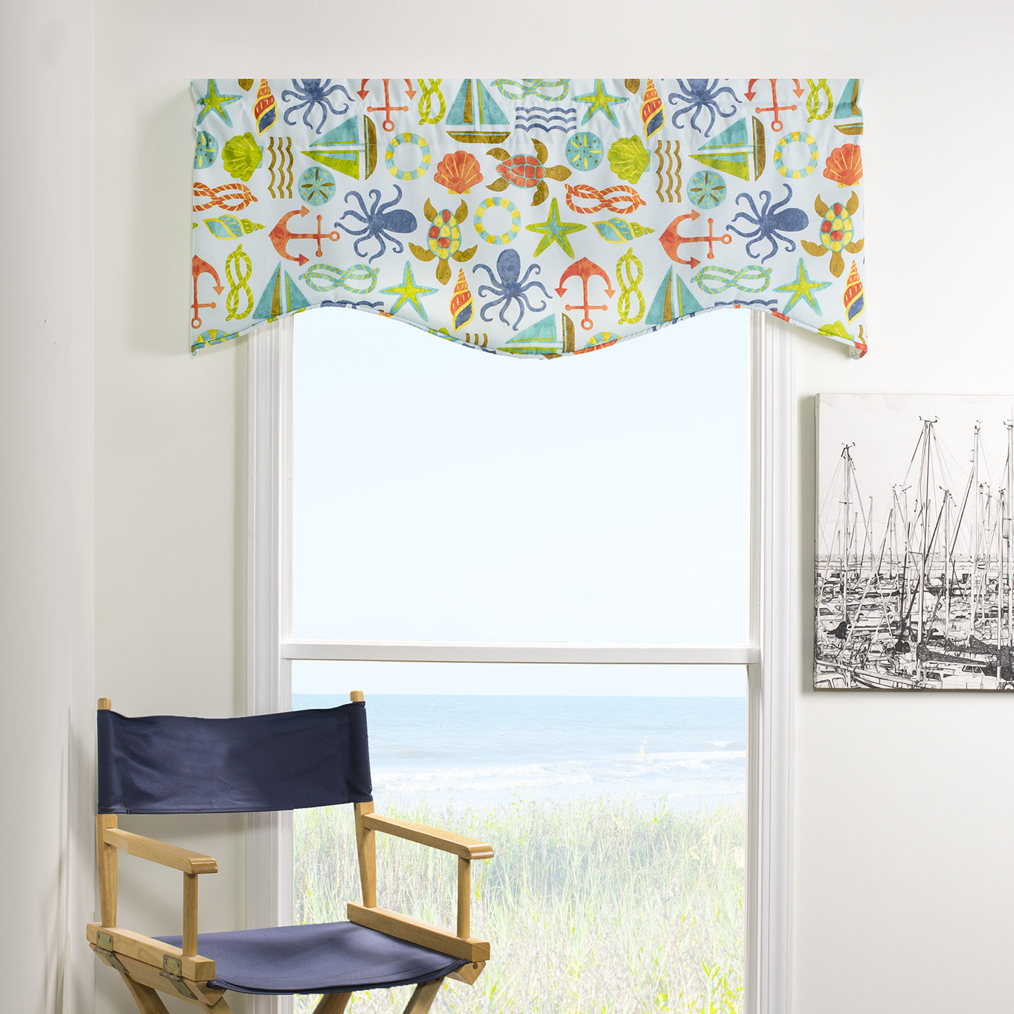 Seapoint Blue Summer Shower Curtain and Valance Thomasville at Home