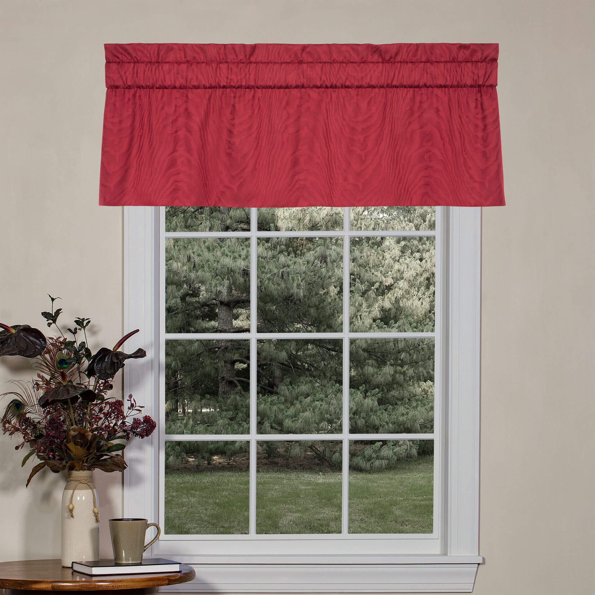 Window Treatments Jacquard Solid Fabric Red Thomasville At Home   TLV7080 ODR Tailored Insert Valance 2000x2000 Hi Res JPEG  